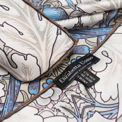 Londra - Silk Pocket Square - Blue and Tan - Solstik