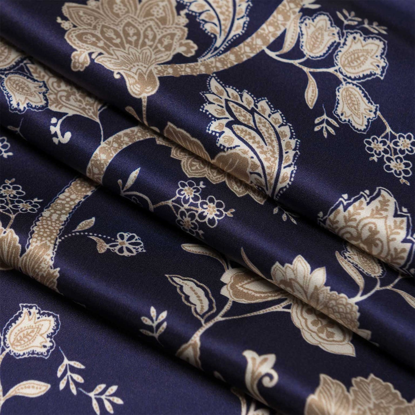 Esmeralda - Silk Scarf Shawl - Midnight Blue & Gold - Solstik