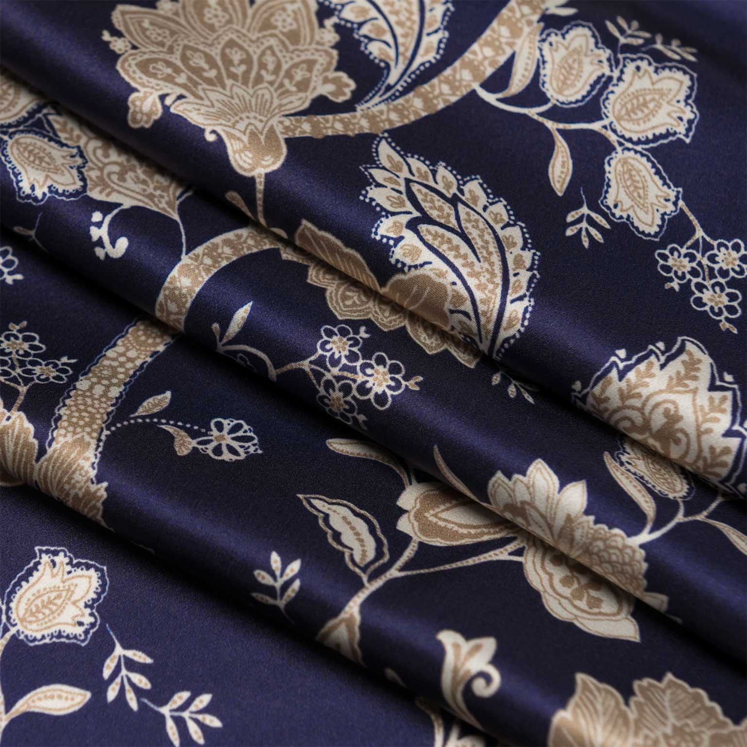 Esmeralda - Silk Scarf Shawl - Midnight Blue & Gold - Solstik