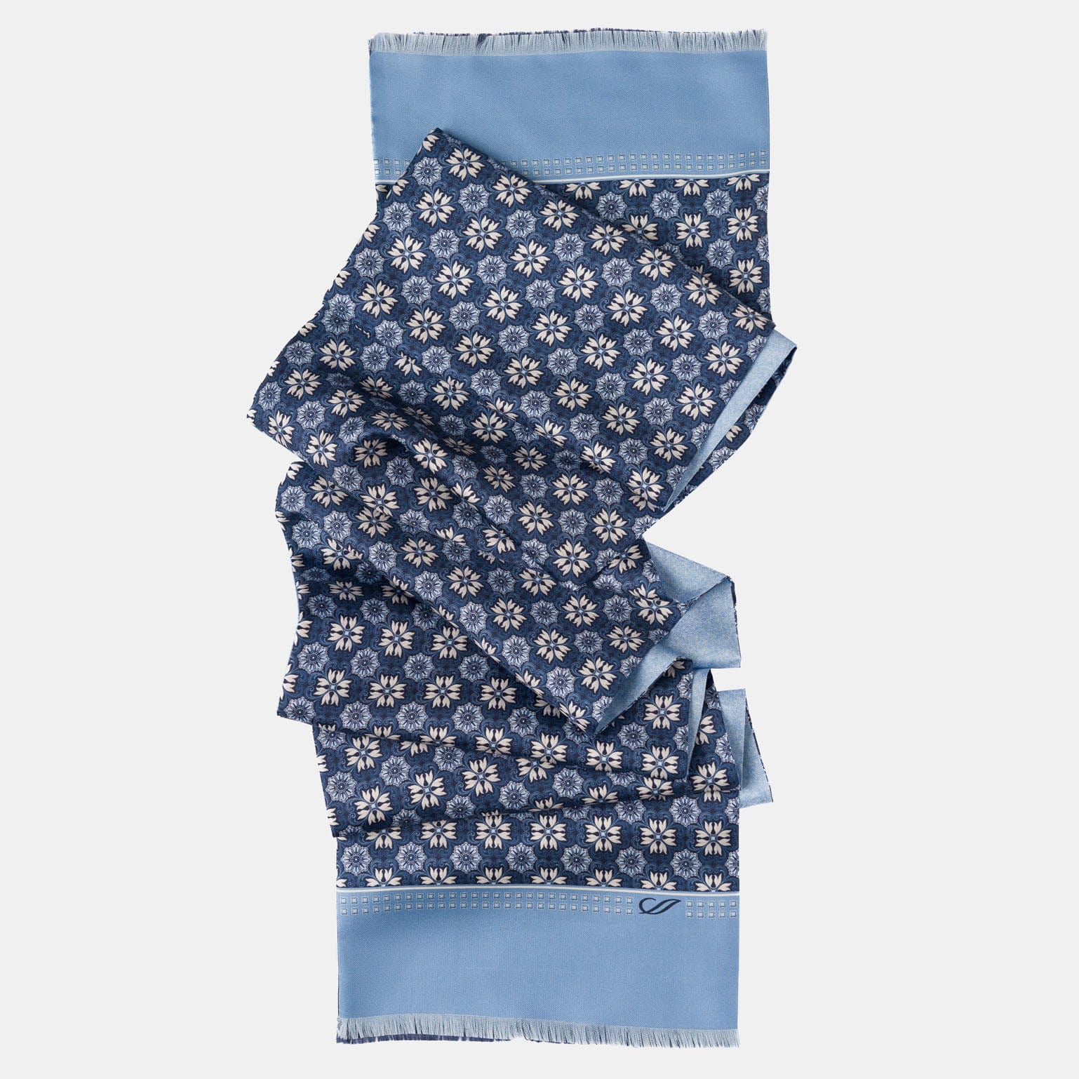 Appia - Reversible Silk Scarf - Blue - Solstik