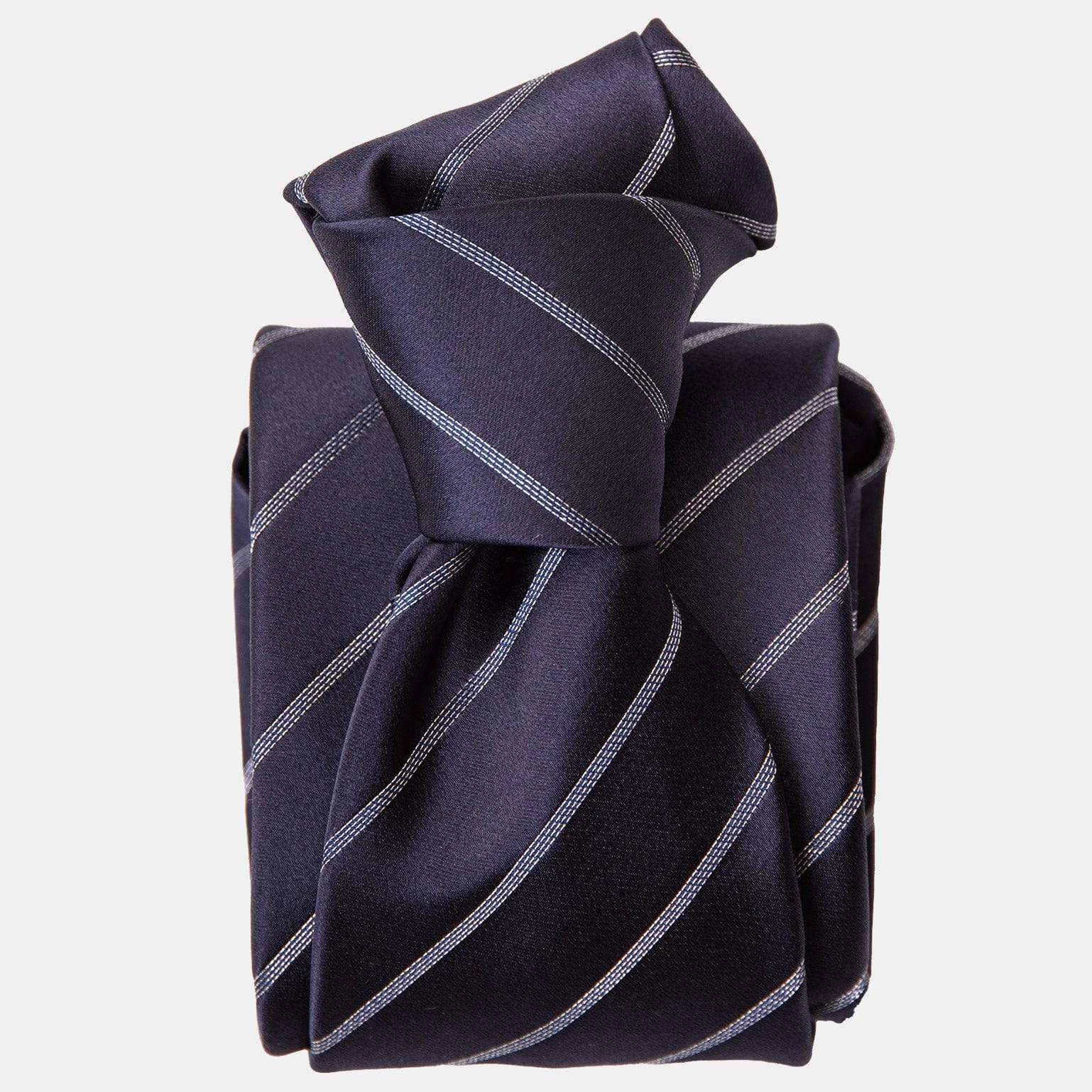 Esino - Silk Jacquard Tie - Midnight Blue and Silver - Solstik