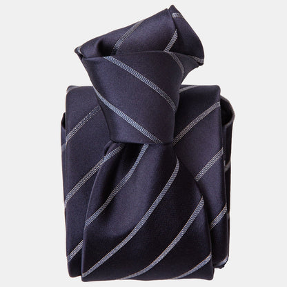 Esino - Silk Jacquard Tie - Midnight Blue and Silver - Solstik