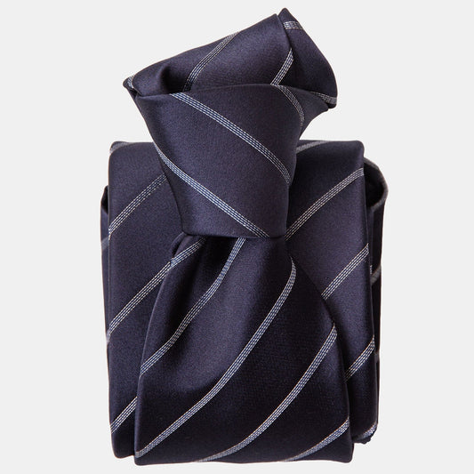 Esino - Silk Jacquard Tie - Midnight Blue and Silver - Solstik