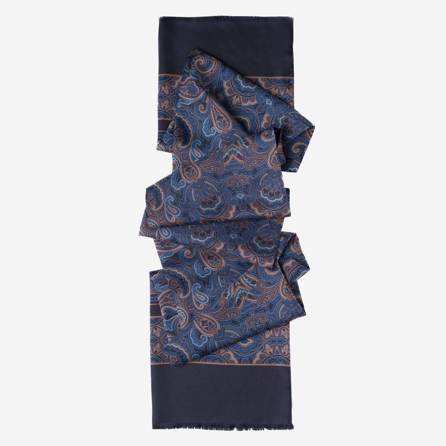 Ferrara - Silk Scarf - Blue & Brown - Solstik