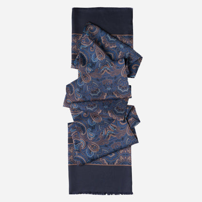 Ferrara - Silk Scarf - Blue & Brown - Solstik