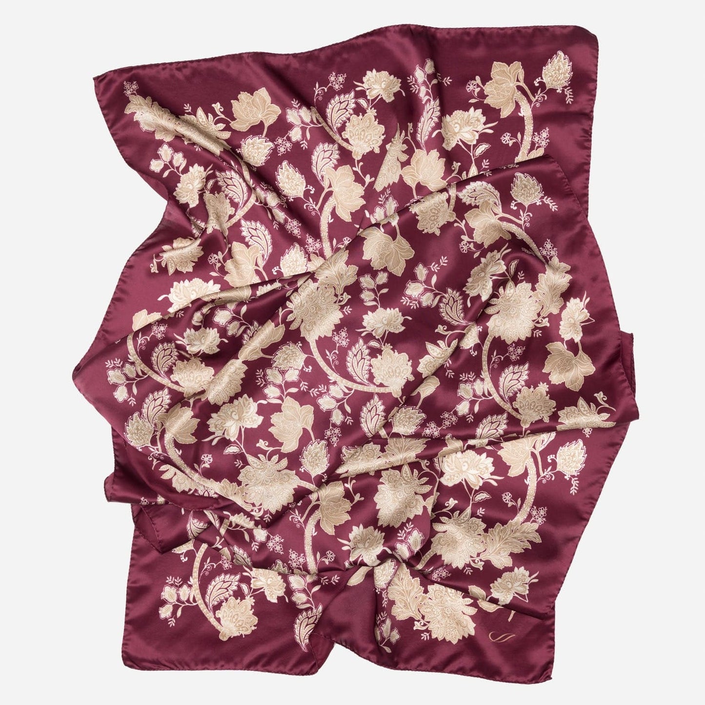 Esmeralda - Silk Scarf Shawl - Burgundy & Gold - Solstik
