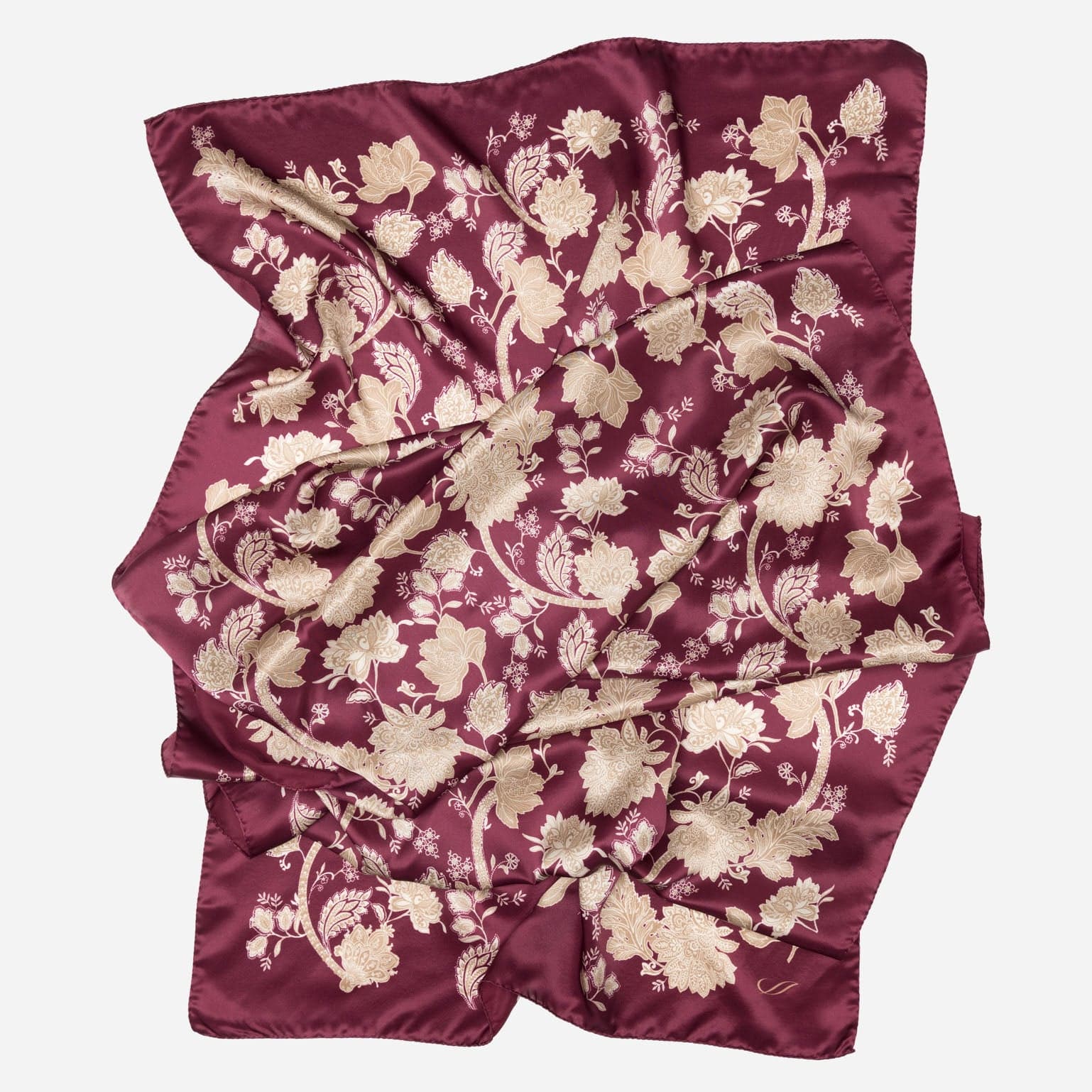 Esmeralda - Silk Scarf Shawl - Burgundy & Gold - Solstik