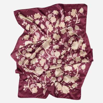 Esmeralda - Silk Scarf Shawl - Burgundy & Gold - Solstik