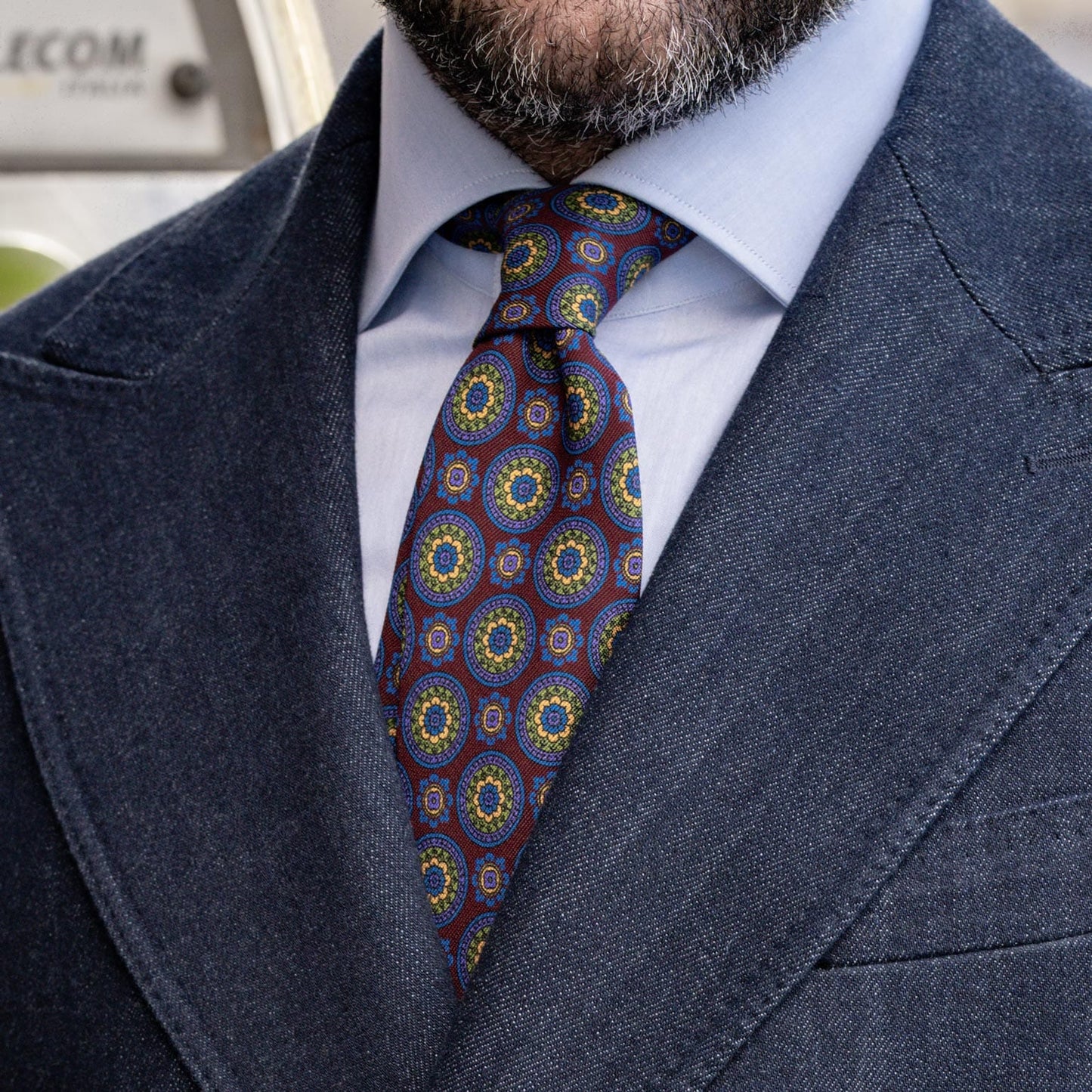 La Vigna - Printed Wool & Silk Tie - Burgundy - Solstik
