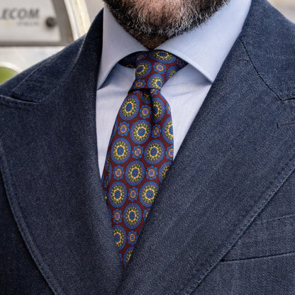 La Vigna - Printed Wool & Silk Tie - Burgundy - Solstik