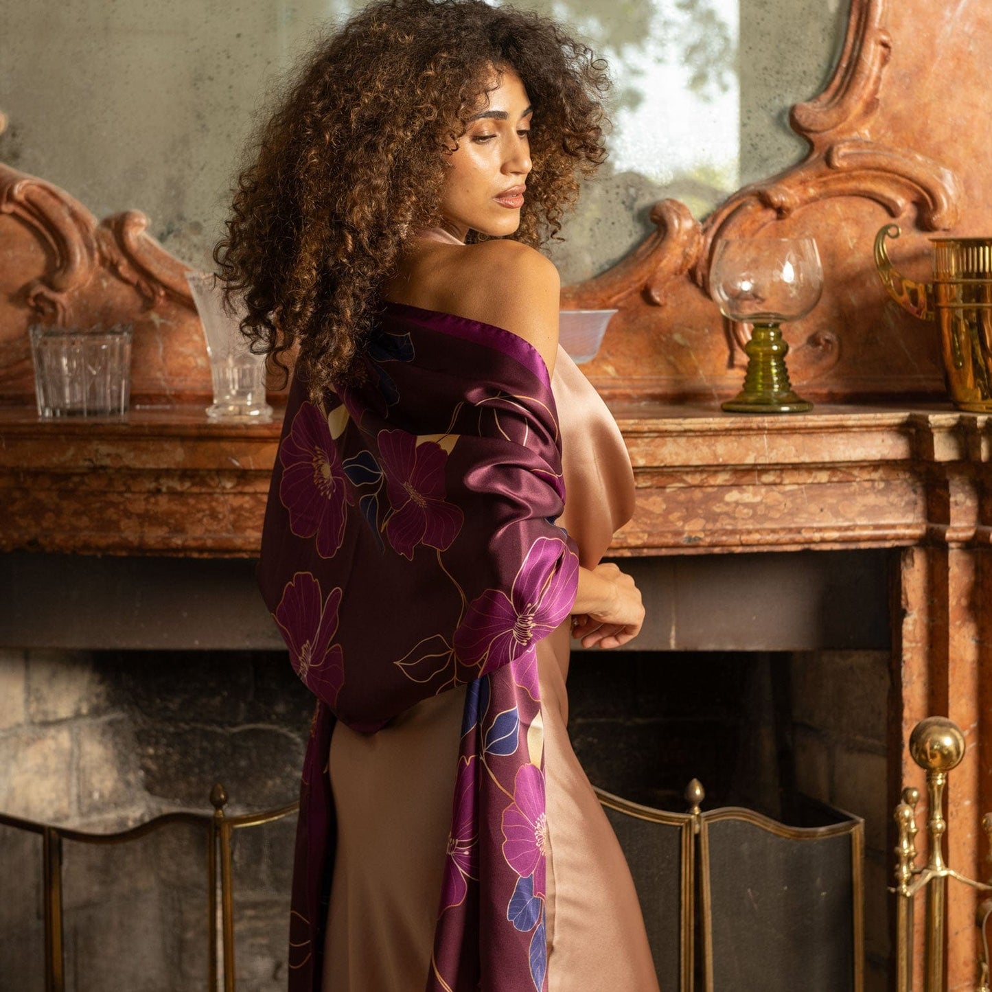 Laura - Silk Scarf Shawl - Burgundy - Solstik