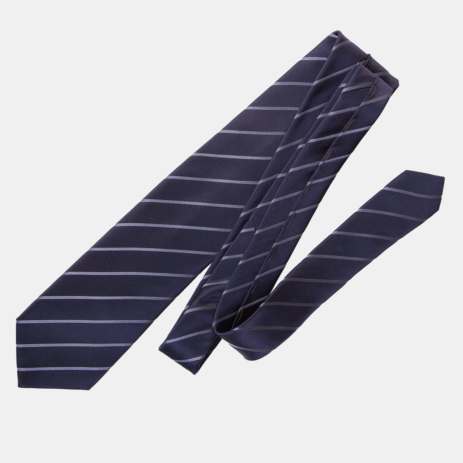 Esino - Silk Jacquard Tie - Midnight Blue and Silver - Solstik