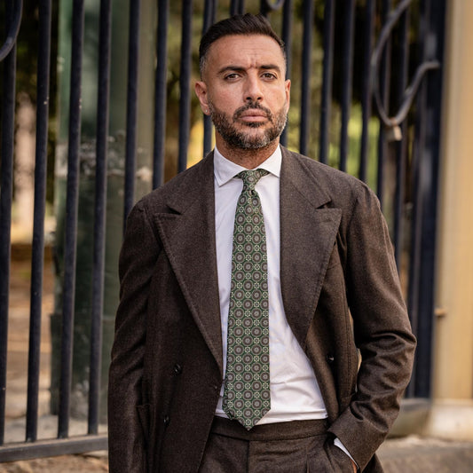 La Vigna - Printed Wool & Silk Tie - Green - Solstik