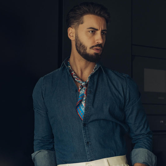 Barbaresco - Silk Neckerchief - Blue and Red - Solstik