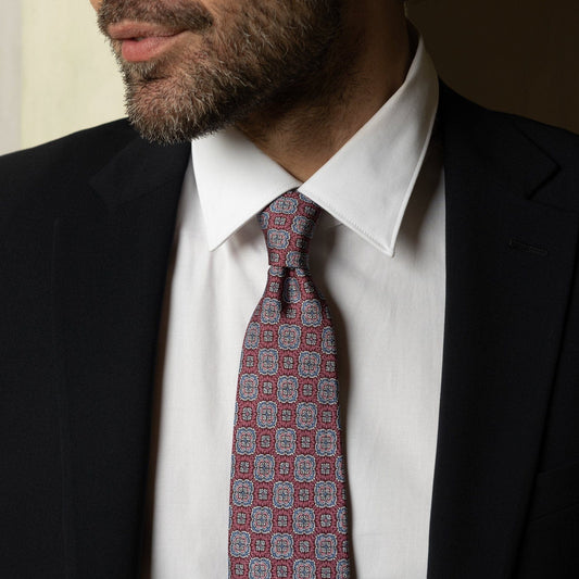 Veneto - Printed Silk Tie - Claret Red - Solstik