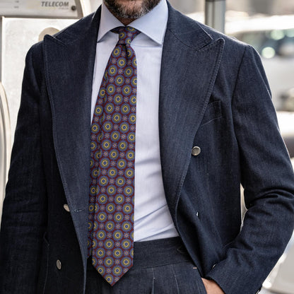 La Vigna - Printed Wool & Silk Tie - Burgundy - Solstik