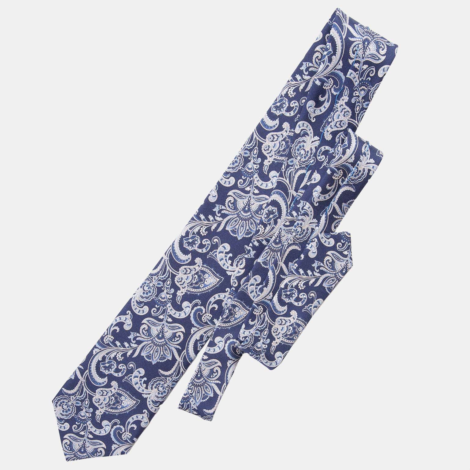 Novara - Printed Silk Tie - Navy - Solstik