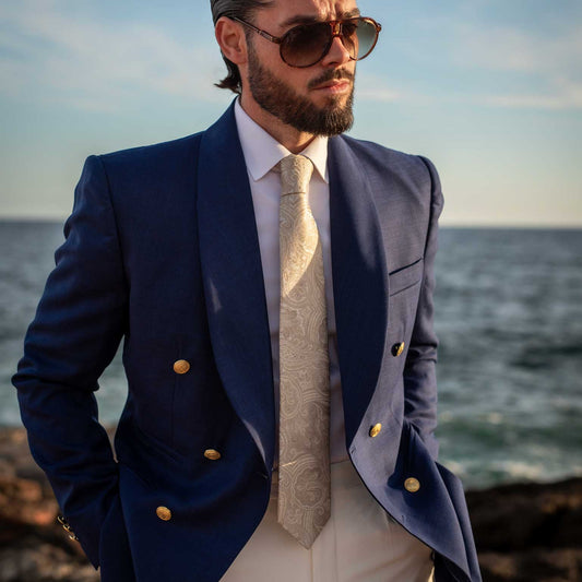 Montecarlo - Silk Jacquard Tie - Champagne - Solstik