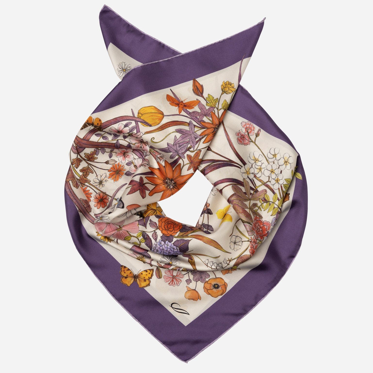 Flora - Silk Foulard - Violet - Solstik