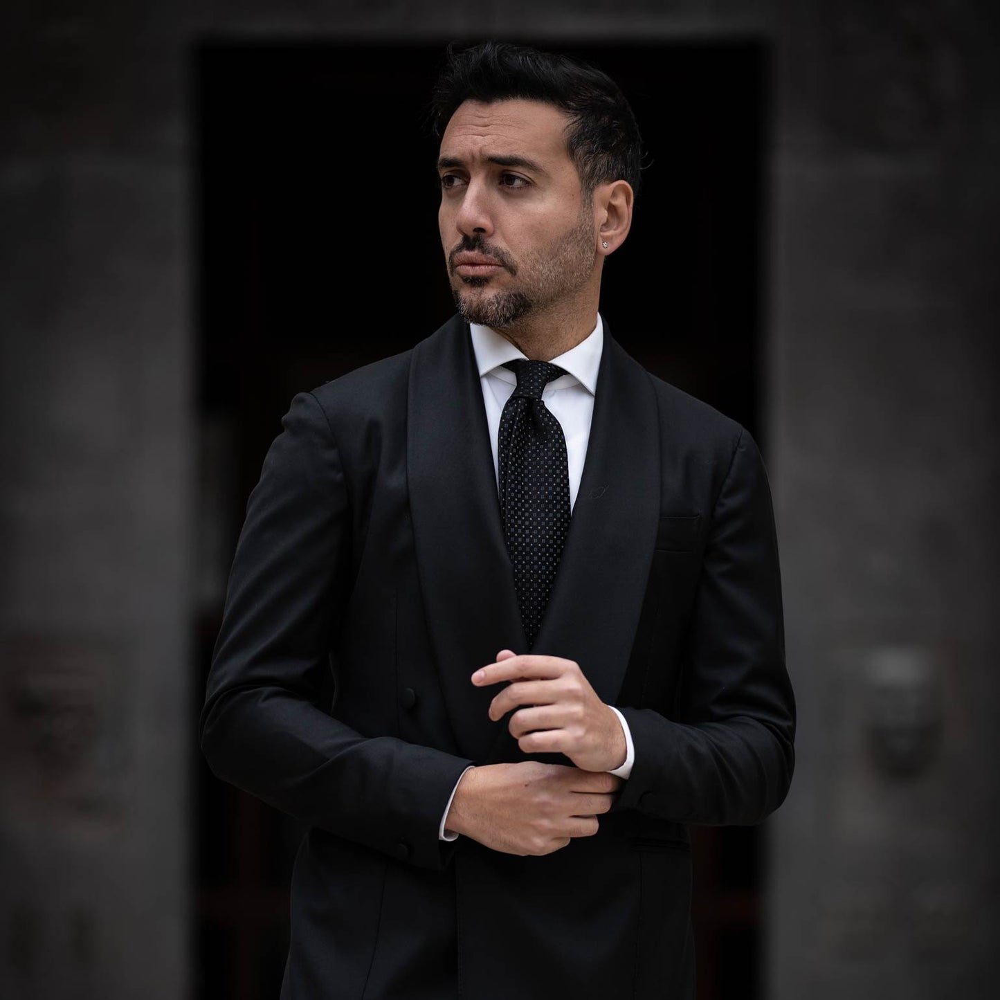 Barbera - Silk Jacquard Tie - Black - Solstik