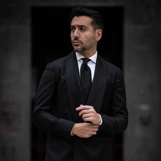 Barbera - Silk Jacquard Tie - Black - Solstik