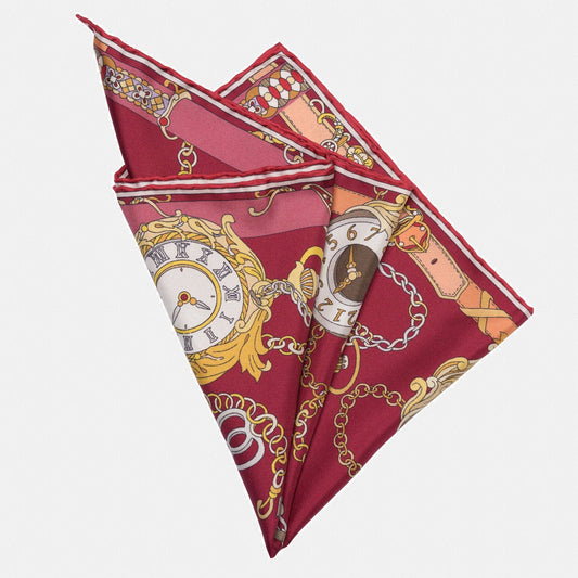 Like Clockwork - Silk Pocket Square - Cerise - Solstik