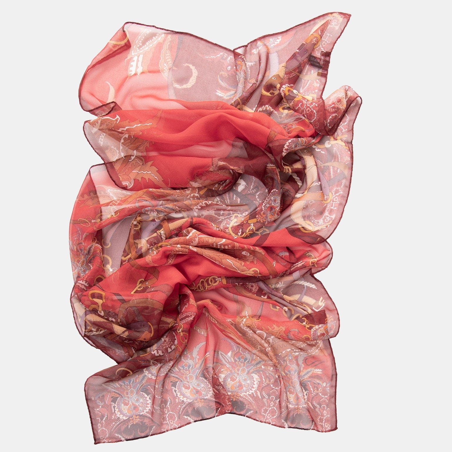 Alessandra - Long Silk Scarf - Red - Solstik