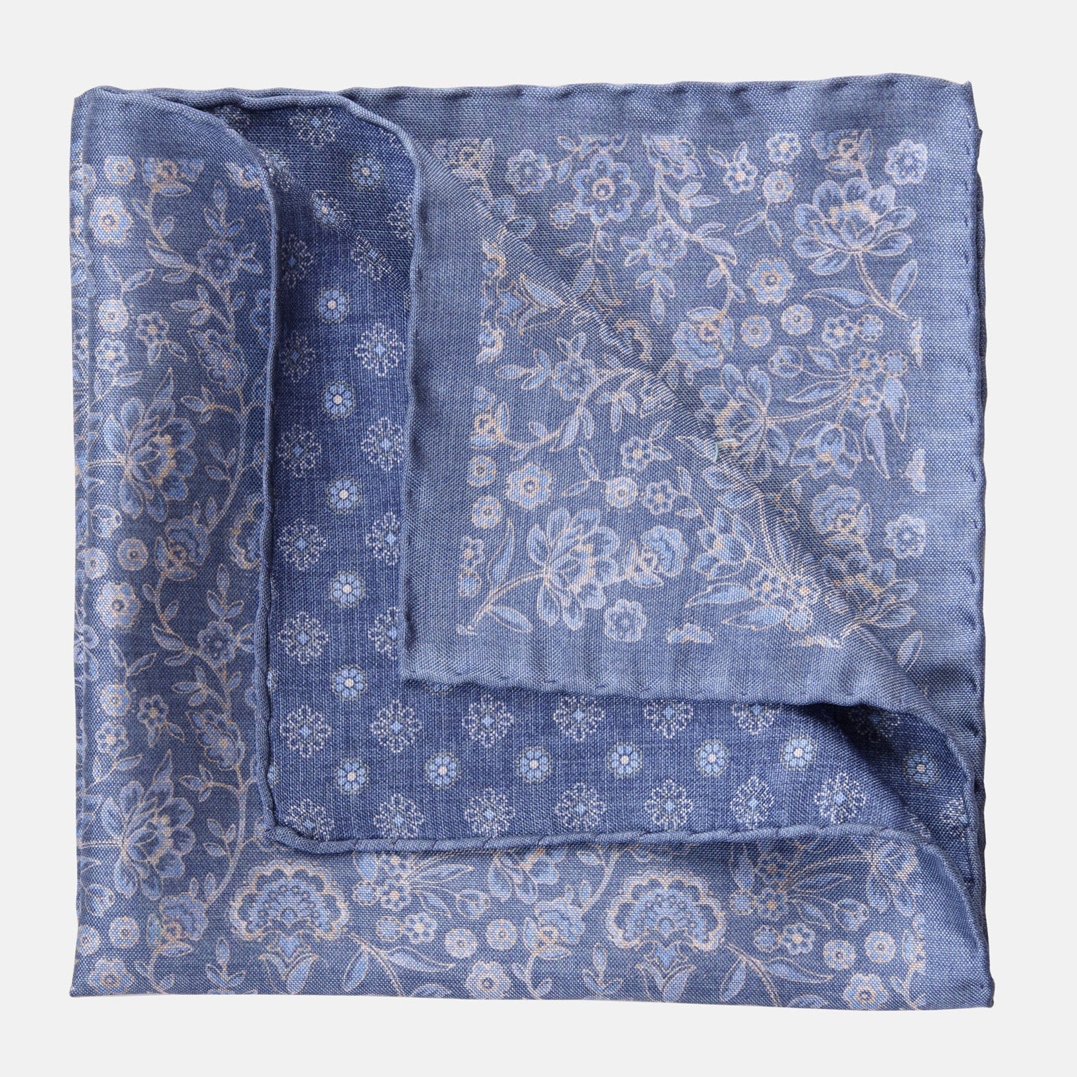 Pascal - Double Sided Silk Pocket Square - Blue - Solstik