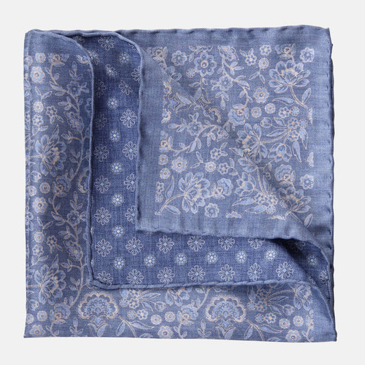 Pascal - Double Sided Silk Pocket Square - Blue - Solstik