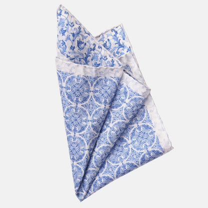 Porto - Double Sided Silk Pocket Square - Azure - Solstik