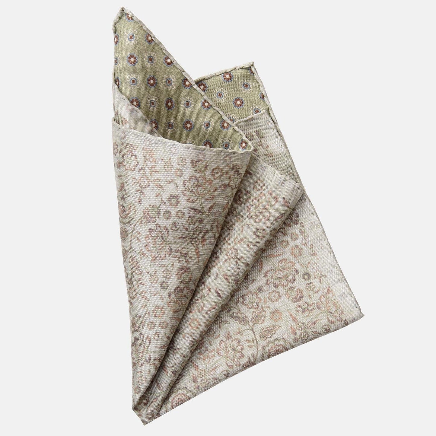 Pascal - Double Sided Silk Pocket Square - Sage Green - Solstik