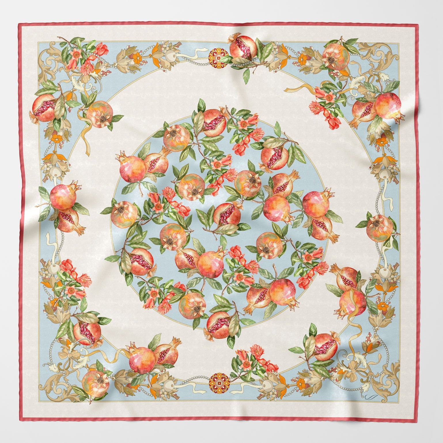 Melograno - Silk Foulard - Powder Blue - Solstik