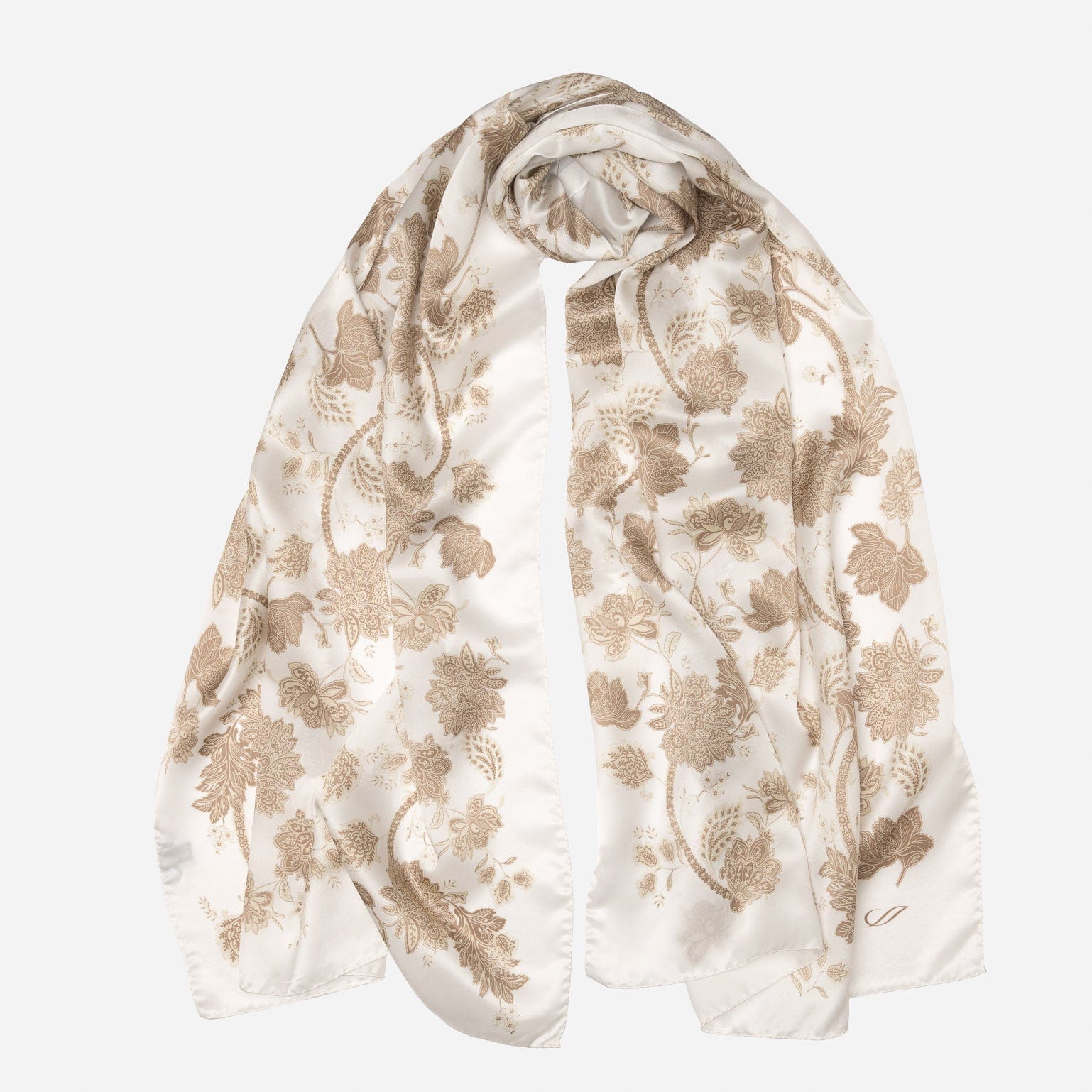 Esmeralda - Silk Scarf Shawl - Soft White & Gold - Solstik