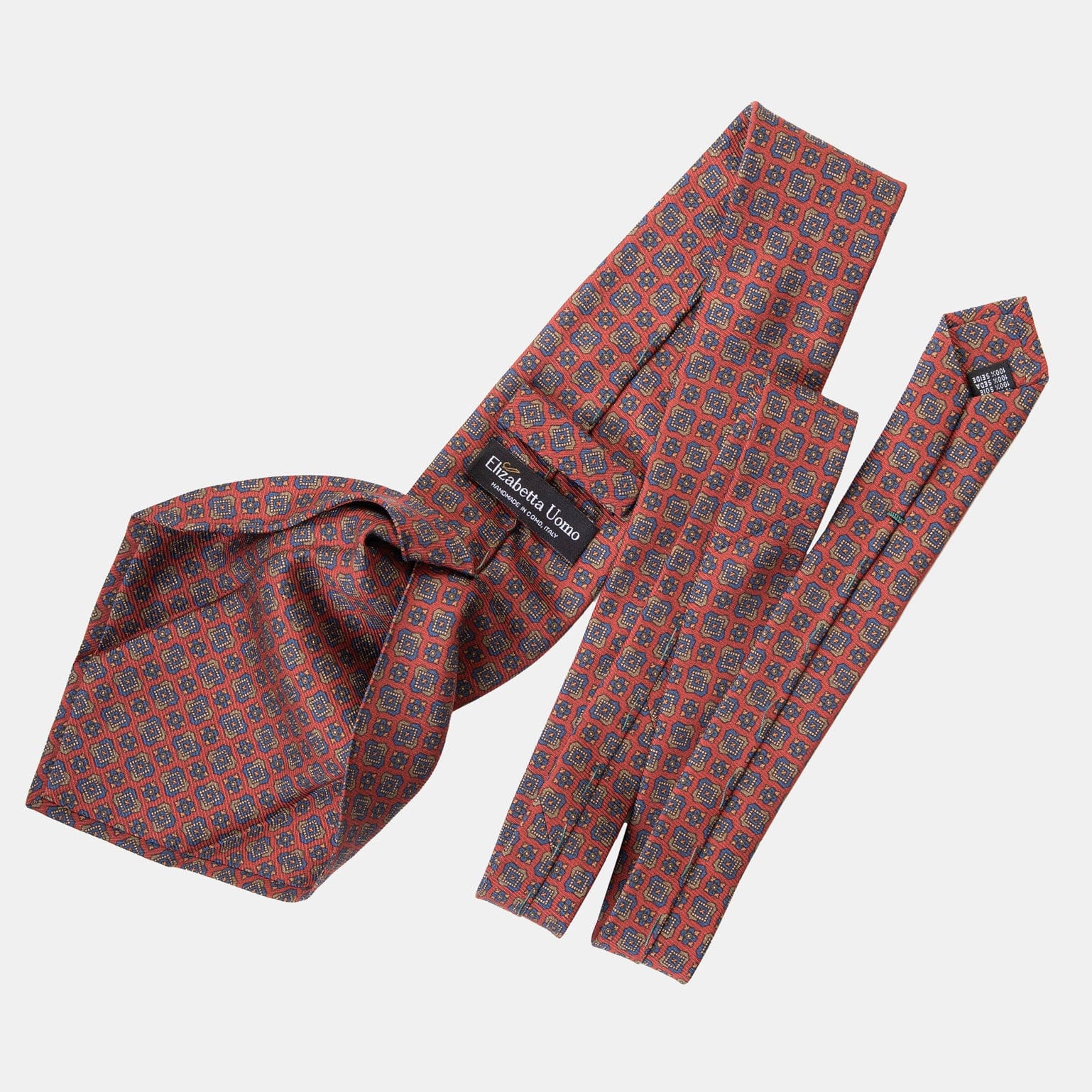 Parma - Printed Madder Silk Tie - Barn Red - Solstik