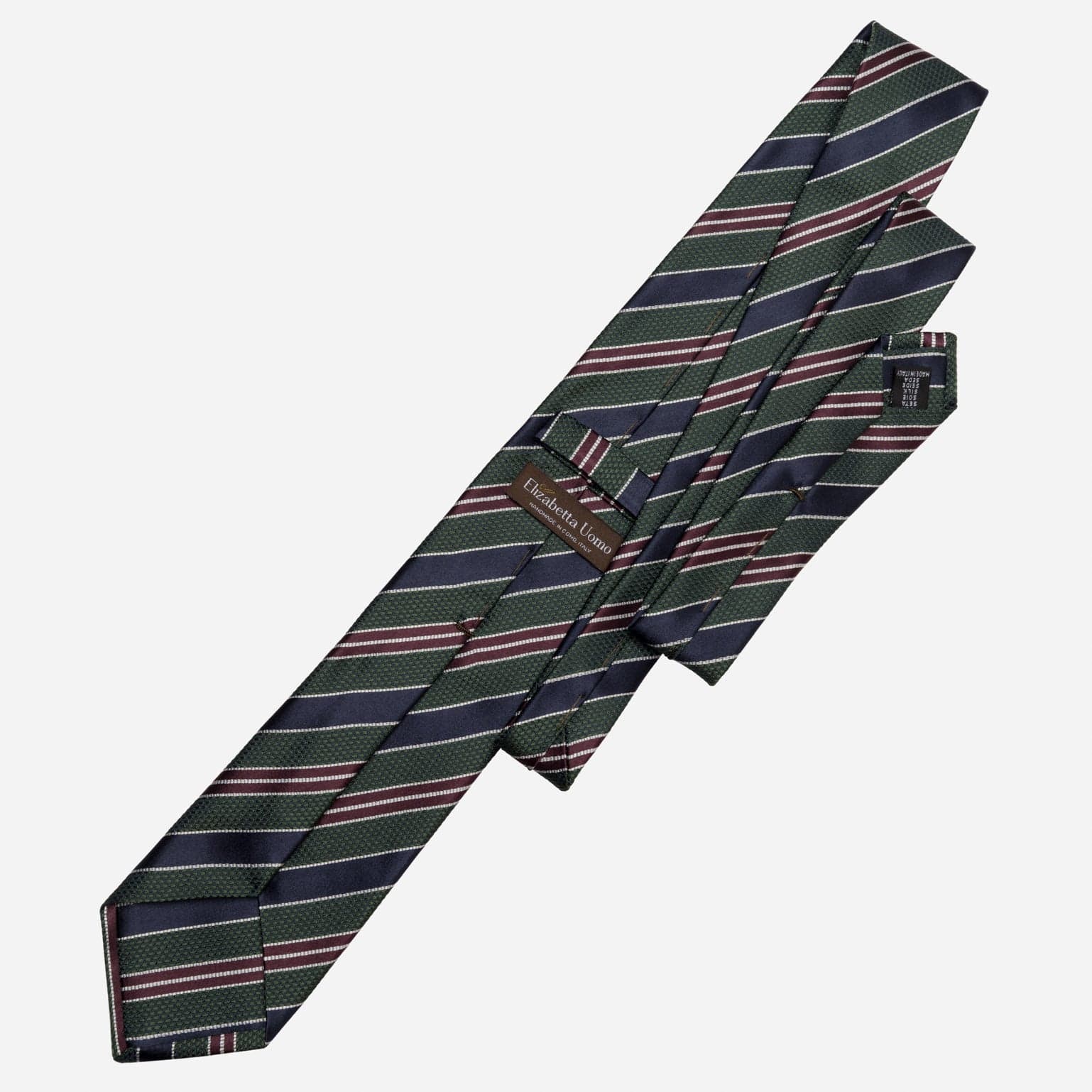 Vesuvio - Silk Jacquard Tie - Green and Navy - Solstik