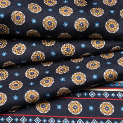Palatino - Wool Backed Silk Scarf - Navy & Yellow - Solstik