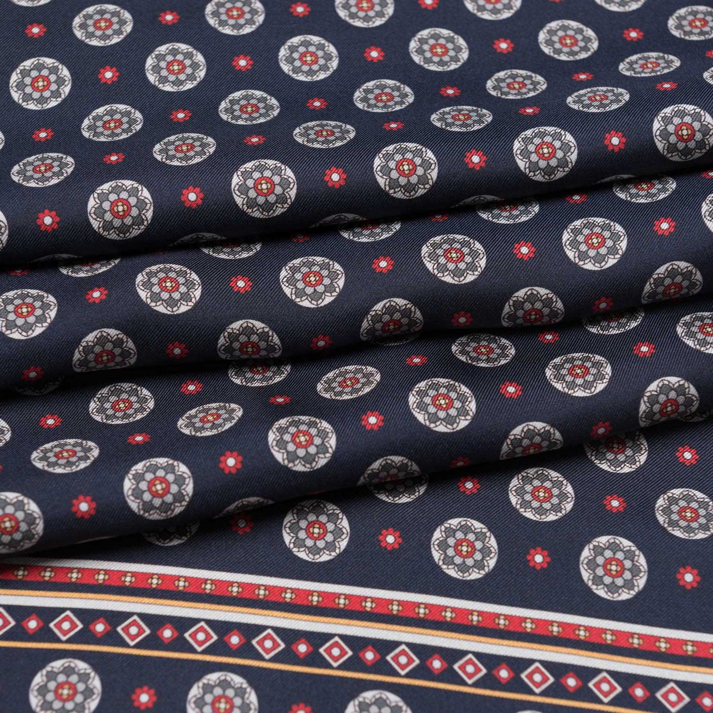 Palatino - Wool Backed Silk Scarf - Navy, Grey & Burgundy - Solstik