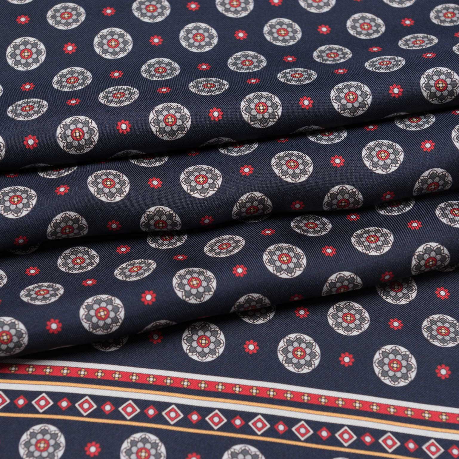 Palatino - Wool Backed Silk Scarf - Navy, Grey & Burgundy - Solstik