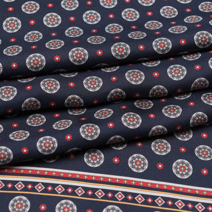 Palatino - Wool Backed Silk Scarf - Navy, Grey & Burgundy - Solstik