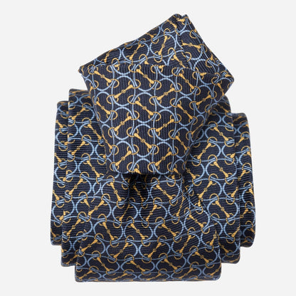 Palio - Printed Silk Tie - Navy - Solstik