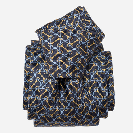 Palio - Printed Silk Tie - Navy - Solstik