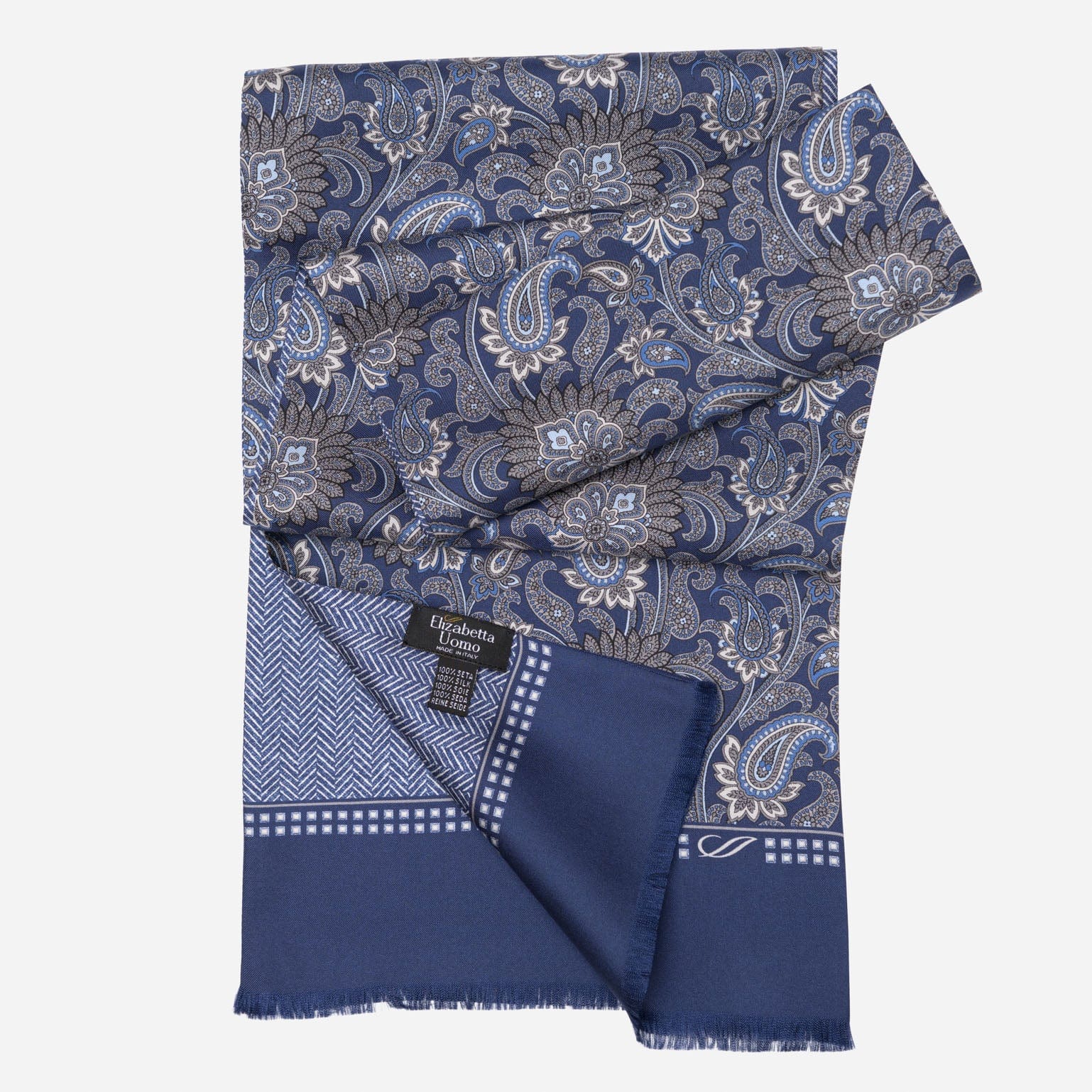 Pasquino - Reversible Silk Scarf - Navy - Solstik