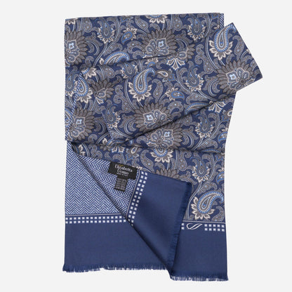Pasquino - Reversible Silk Scarf - Navy - Solstik