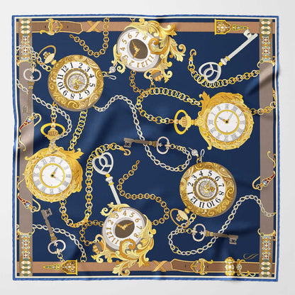 Like Clockwork - Silk Pocket Square - Navy - Solstik