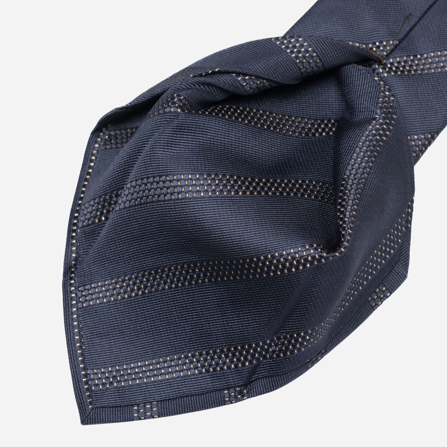 Milano - Silk Jacquard Tie - Navy and Gold - Solstik