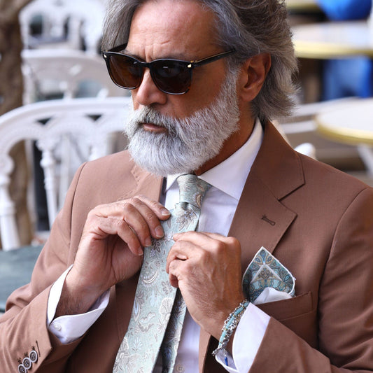 Medici - Printed Silk Tie - Soft Jade - Solstik