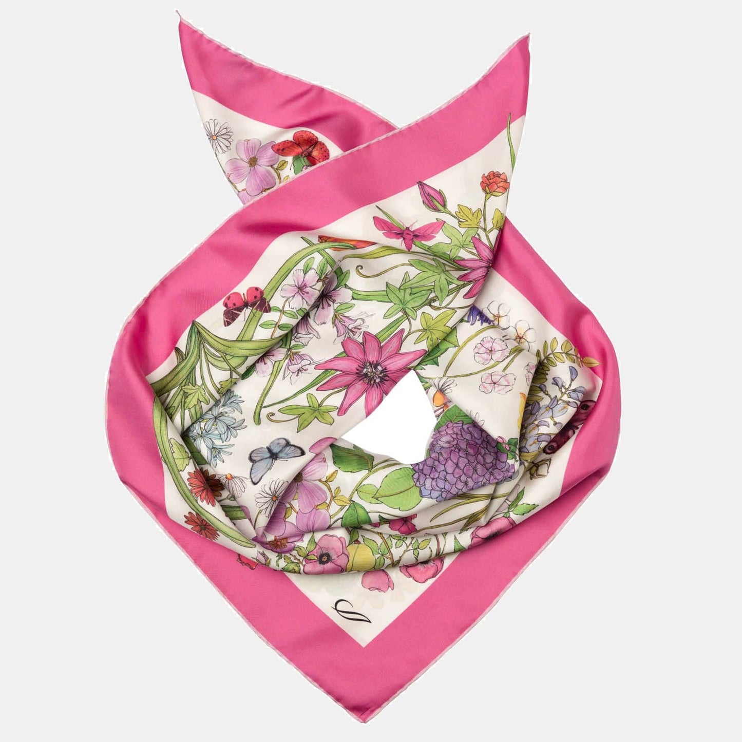 Flora - Silk Foulard - Pink - Solstik