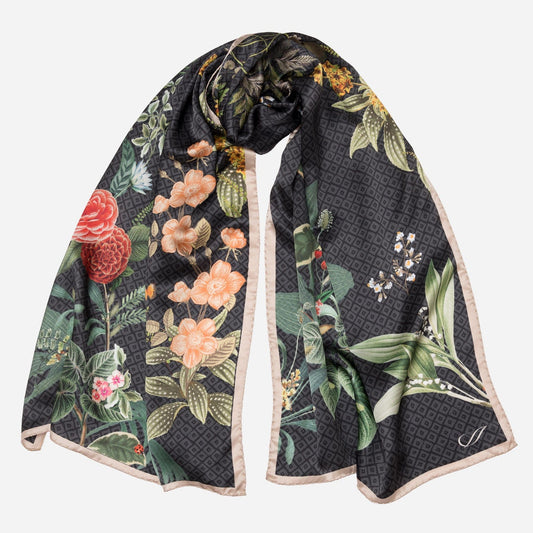 Sara - Long Silk Scarf - Black - Solstik