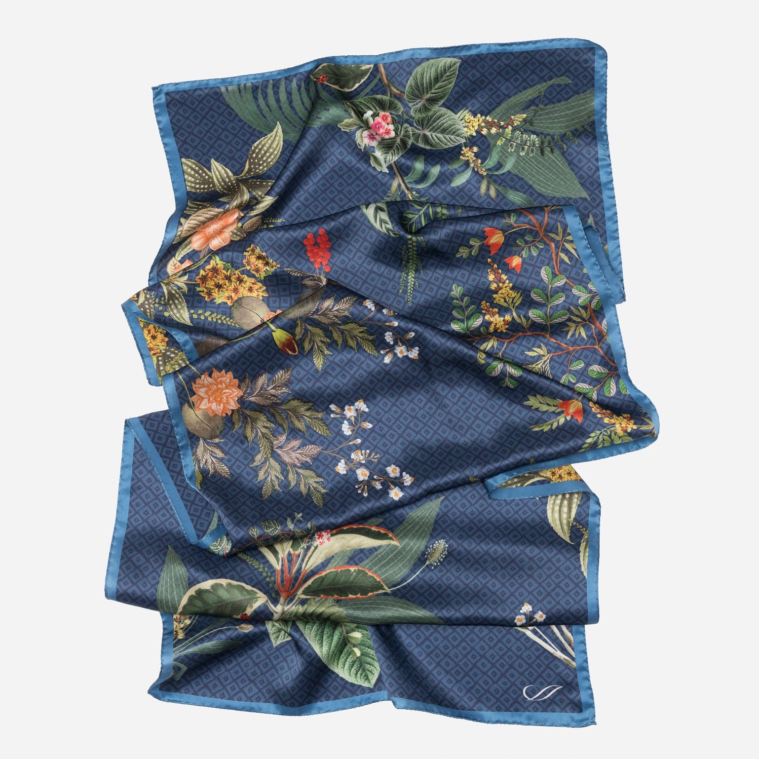 Sara - Long Silk Scarf - Blue - Solstik