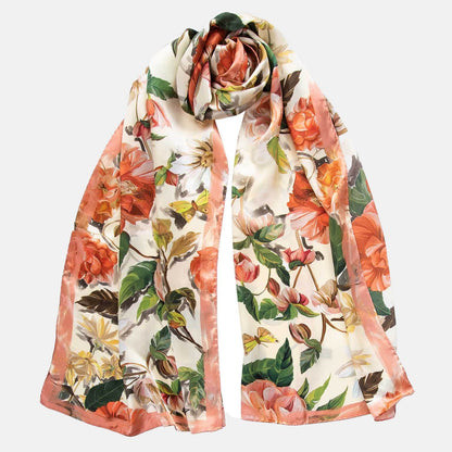 Rosa - Long Silk Scarf - Peach - Solstik